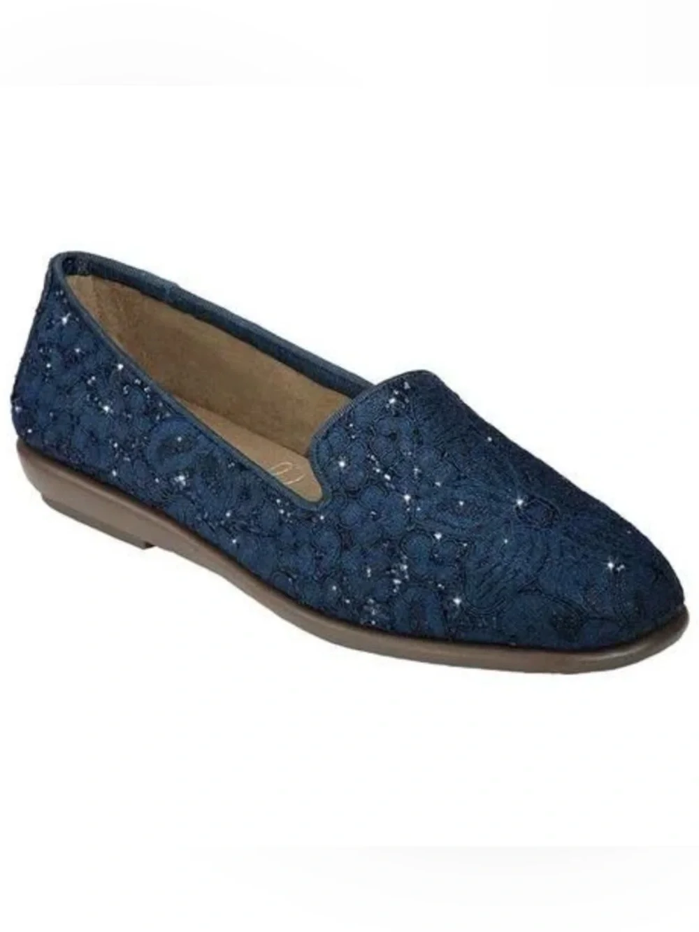 AEROSOLES Navy Lace Ballet Flats with Subtle Sparkle size 8